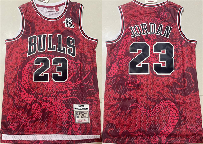 Men's Chicago Bulls #23 Michael Jordan Red 1997-98 Throwback Stitched Basketball Jersey 03